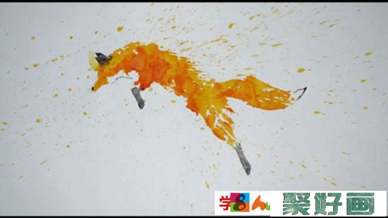 【视频】很有动感的狐狸水彩手绘视频 简单的奔跑的狐狸水彩画_www.youyix.com