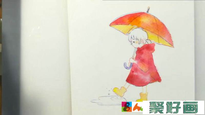 【视频】很适合新手练习的水彩手绘视频教程 速涂好看打伞的小女孩水彩画_www.youyix.com