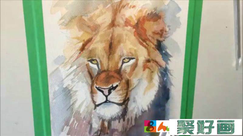 【视频】好看有威严的狮子水彩手绘视频教程 教你画狮子水彩画 头部重点_www.youyix.com