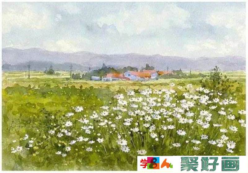 水彩风景植物绘画图片素材 可以培养色彩感觉_www.youyix.com