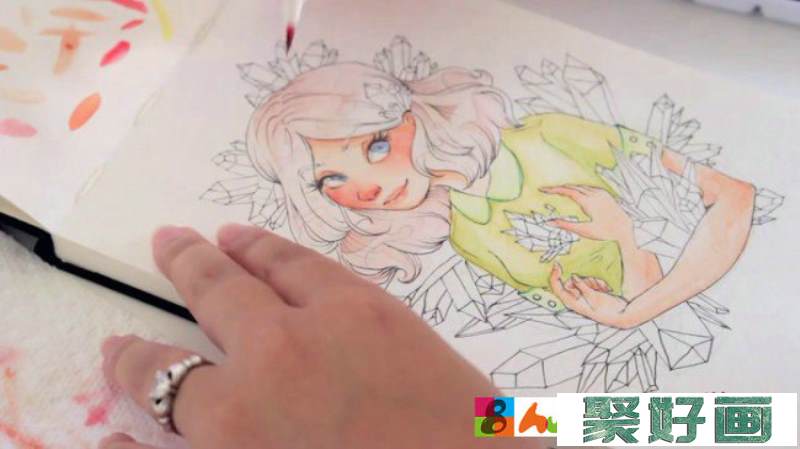 【视频】超美的水晶森系女孩水彩手绘视频教程 很仙的女生_www.youyix.com