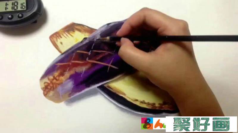 【视频】超逼真的水彩茄子画法视频手绘教程 茄子怎么画的逼真超写实_www.youyix.com