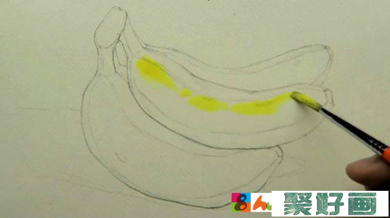 【视频】简单真实的香蕉水彩手绘视频教程 一串黄香蕉的画法_www.youyix.com