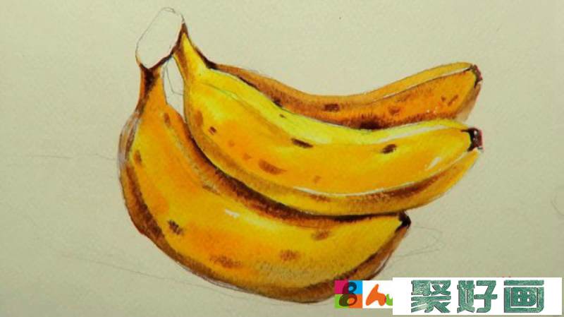 【视频】简单真实的香蕉水彩手绘视频教程 一串黄香蕉的画法_www.youyix.com