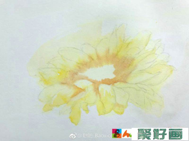 向日葵水彩画图片 向日葵水彩手绘教程 向日葵花水彩怎么画 画法_www.youyix.com