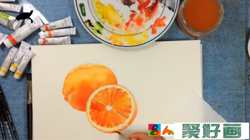 唯美多汁的水果橙子水彩手绘视频教程 夏季清新水彩绘_www.youyix.com