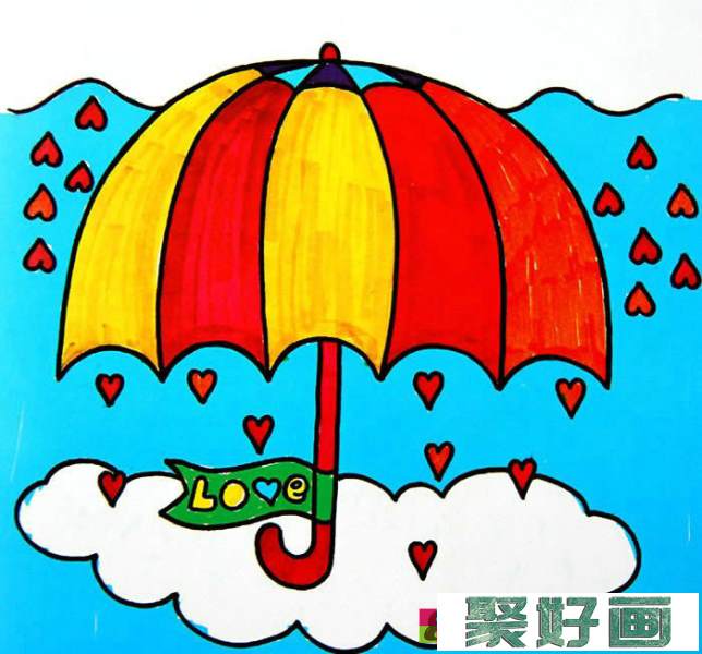 彩虹颜色的雨伞