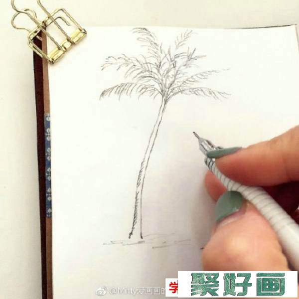 椰子树水彩画教程图片 上色过程步骤演示 椰子树水彩画法_www.youyix.com