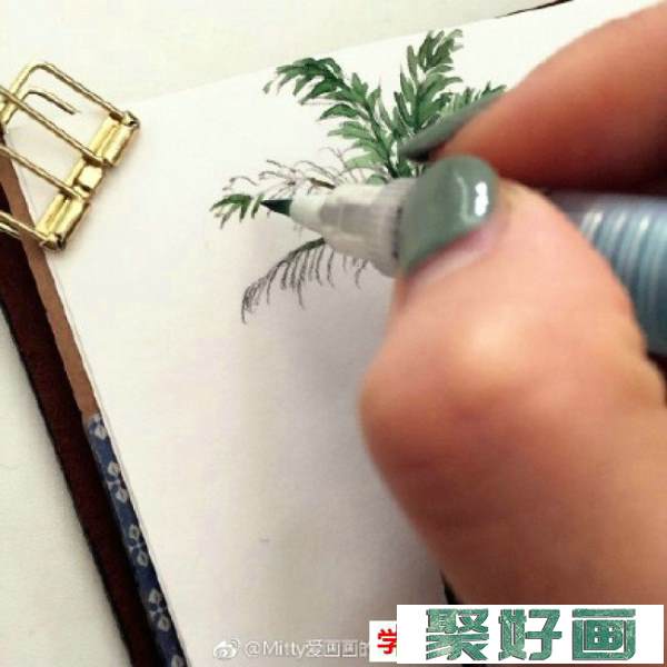 椰子树水彩画教程图片 上色过程步骤演示 椰子树水彩画法_www.youyix.com