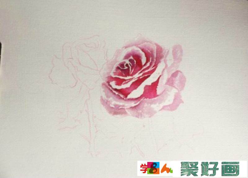 玫瑰花水彩画手绘教程图片 玫瑰花水彩花卉怎么画 玫瑰花水彩的画法_www.youyix.com