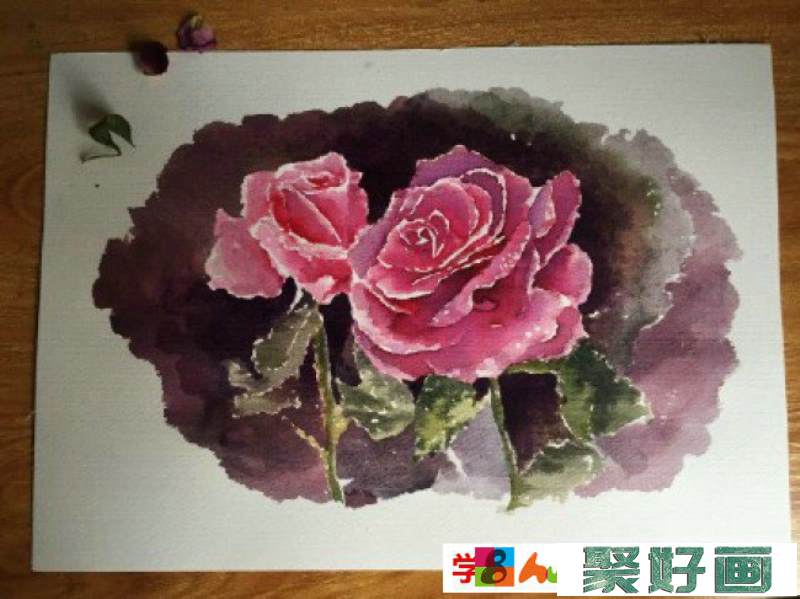 玫瑰花水彩画手绘教程图片 玫瑰花水彩花卉怎么画 玫瑰花水彩的画法_www.youyix.com