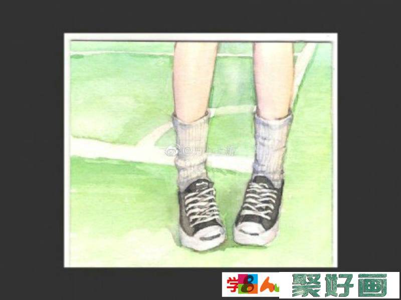 牛仔水彩帆布布鞋水彩画图片 运动鞋小白鞋手绘教程 帆布鞋怎么画 画法_www.youyix.com