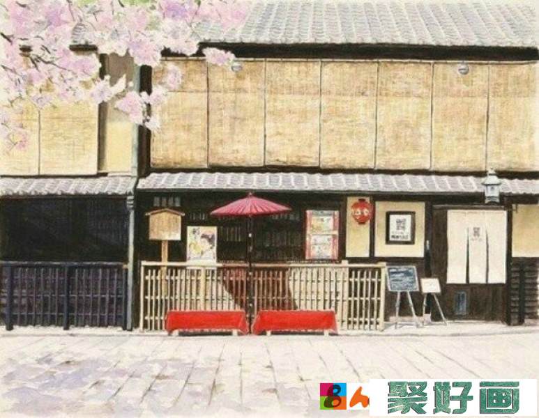 描绘日本小镇街头建筑风景的水彩画 日本插画师Hiroki_www.youyix.com