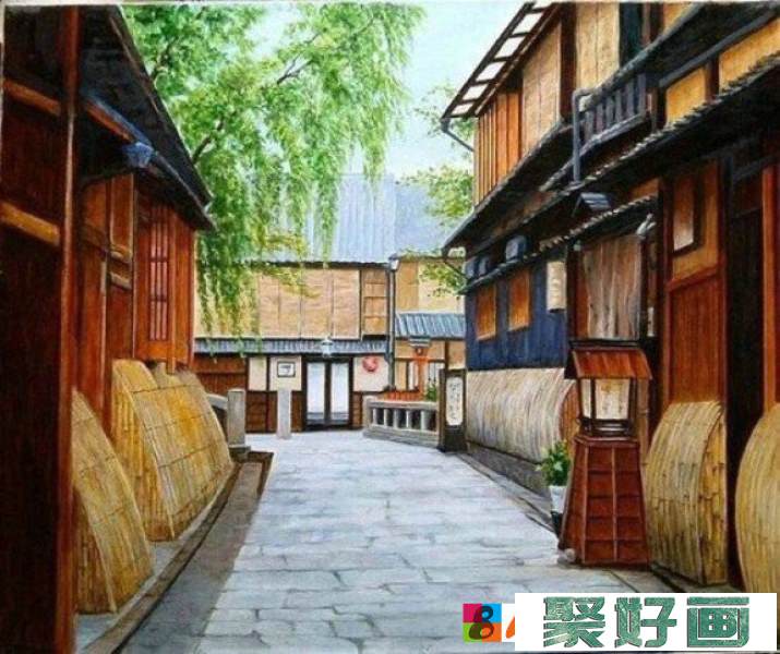 描绘日本小镇街头建筑风景的水彩画 日本插画师Hiroki_www.youyix.com