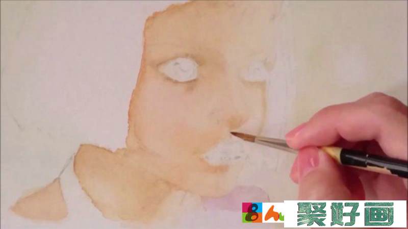 【视频】气质短发女孩水彩画手绘视频教程 很有灵气的戴项圈的女生水彩教程_www.youyix.com