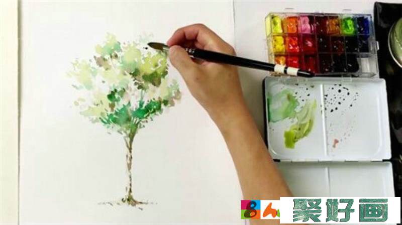水彩画教程：大树水彩画手绘教程