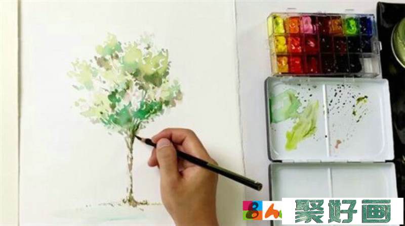 水彩画教程：大树水彩画手绘教程