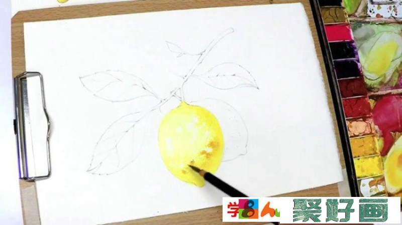 【视频】清新的柠檬水彩手绘视频教程 带枝叶唯美清新画法_www.youyix.com