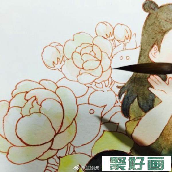 鲜花童子水彩画图片 鲜花童子手绘教程画法 鲜花童子怎么画_www.youyix.com