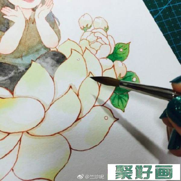 鲜花童子水彩画图片 鲜花童子手绘教程画法 鲜花童子怎么画_www.youyix.com