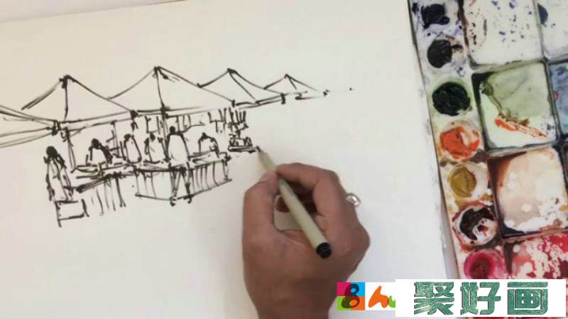 【视频】风景速写水彩上色手绘视频教程 教你快速简单的画出水彩建筑街景_www.youyix.com