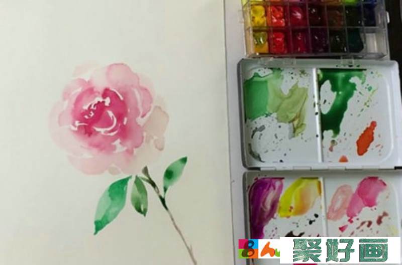 水彩画简单玫瑰花画法