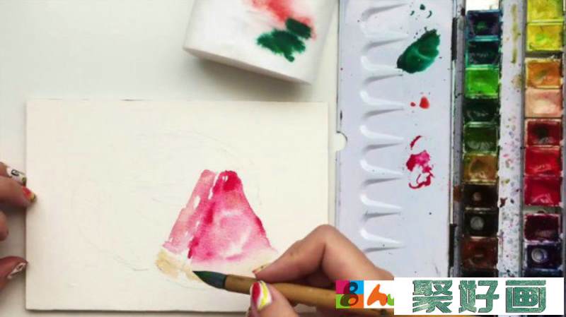 【视频】简单又好看的西瓜水彩手绘视频教程 完整圆西瓜与一瓣西瓜水彩_www.youyix.com