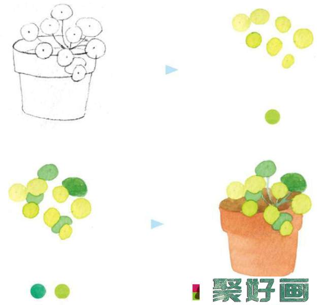 水彩画小清新盆栽教程