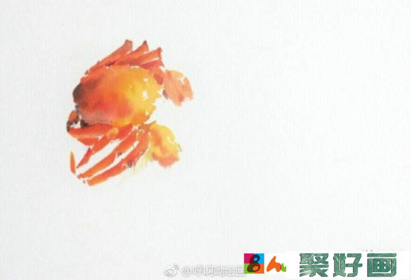 煮熟的大闸蟹美食水彩画图片 螃蟹水彩手绘教程 美味螃蟹怎么画 画法_www.youyix.com
