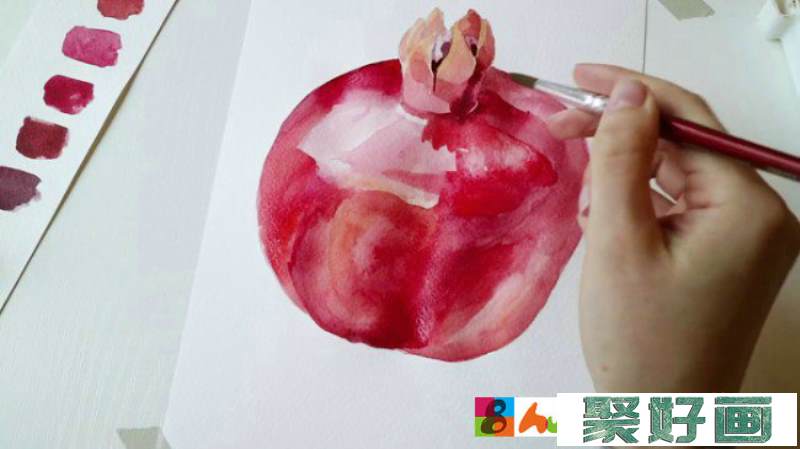 【视频】水彩石榴的画法手绘视频教程 教你画好看的石榴水彩画技法_www.youyix.com