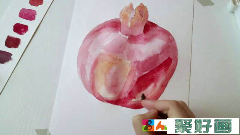 【视频】水彩石榴的画法手绘视频教程 教你画好看的石榴水彩画技法_www.youyix.com