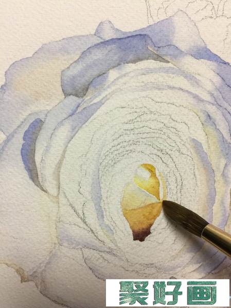 黄有维教程阳光树影中的白玫瑰详细水彩步骤