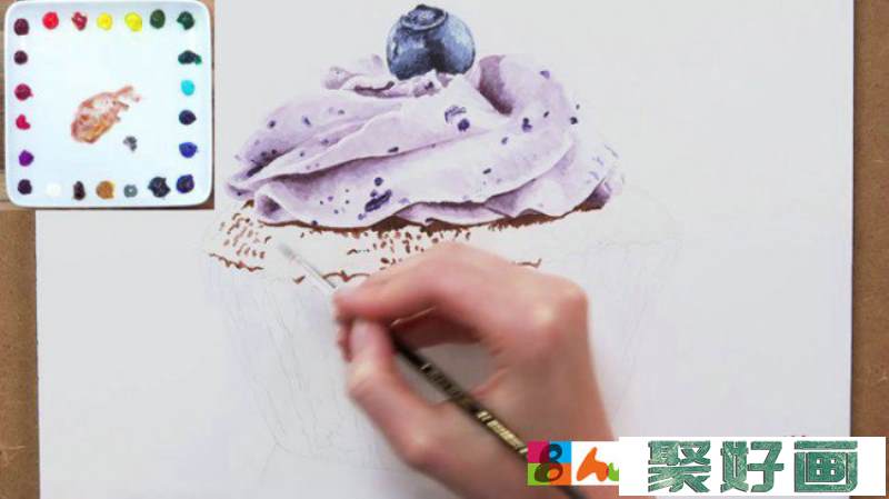 【视频】精细刻画蛋糕水彩表现技法手绘视频教程 蛋糕的画法_www.youyix.com