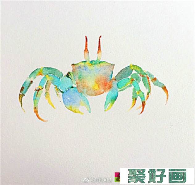 简单易学的螃蟹水彩画教程