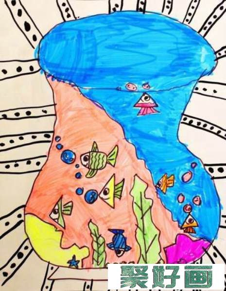 儿童水彩笔画铜奖作品：它们的色彩，参赛年龄8岁