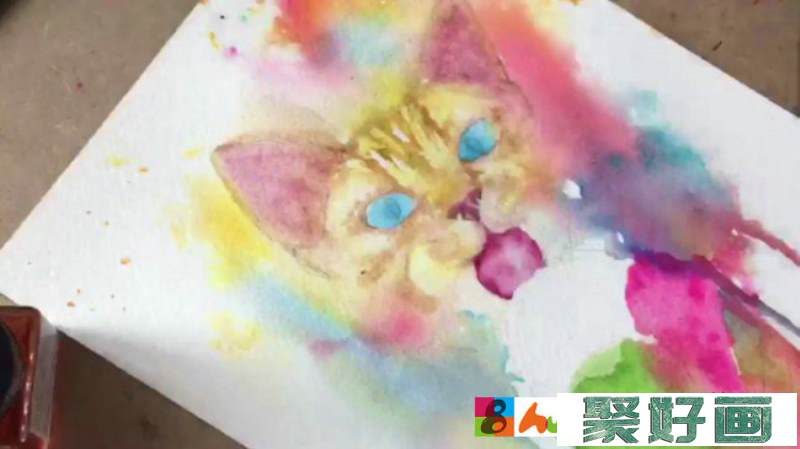 【视频】写意吃冰激凌的猫咪水彩插画手绘视频教程 猫咪的画法_www.youyix.com