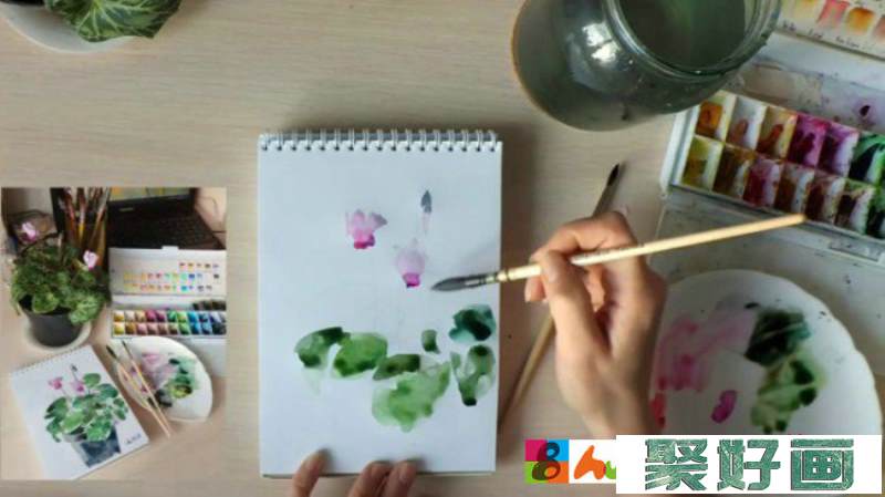 【视频】小清新水彩盆栽手绘视频教程图片 简单的植物盆栽水彩画画法_www.youyix.com
