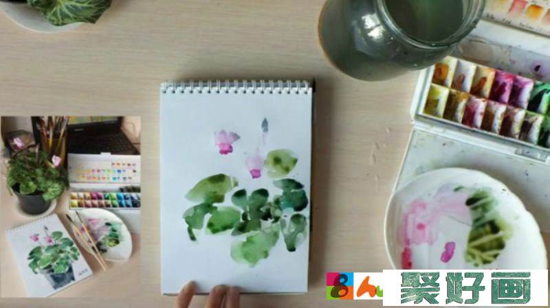 【视频】小清新水彩盆栽手绘视频教程图片 简单的植物盆栽水彩画画法_www.youyix.com
