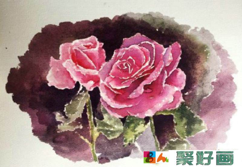 玫瑰花水彩画手绘教程图片 玫瑰花水彩花卉怎么画 玫瑰花水彩的画法_www.youyix.com