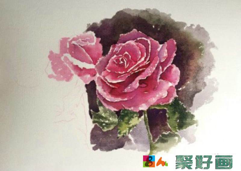 玫瑰花水彩画手绘教程图片 玫瑰花水彩花卉怎么画 玫瑰花水彩的画法_www.youyix.com