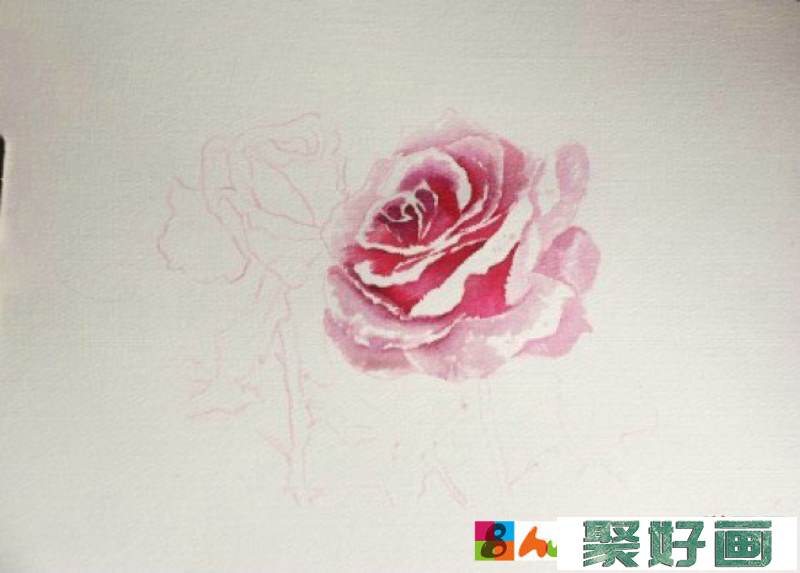 玫瑰花水彩画手绘教程图片 玫瑰花水彩花卉怎么画 玫瑰花水彩的画法_www.youyix.com