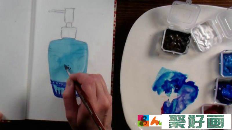【视频】精美的香水瓶玻璃质感水彩画手绘视频教程图片 香水瓶怎么画画法_www.youyix.com