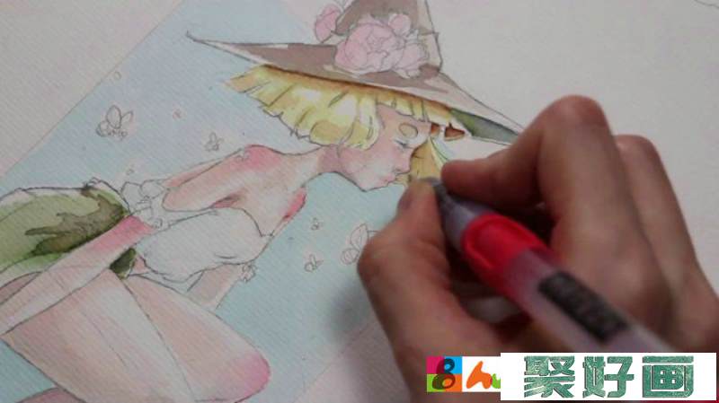 【视频】可爱美丽性感的时尚女生水彩插画手绘视频教程 画法步骤 怎么画_www.youyix.com