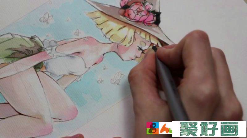【视频】可爱美丽性感的时尚女生水彩插画手绘视频教程 画法步骤 怎么画_www.youyix.com