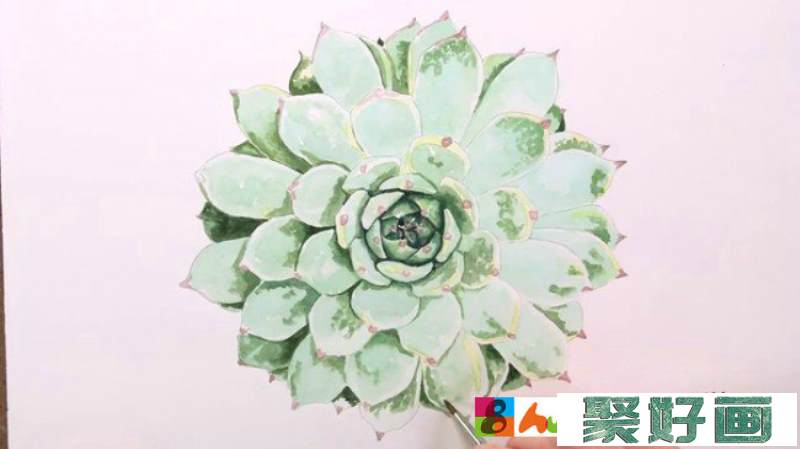 【视频】绿色的多肉植物花卉水彩画手绘视频教程 多肉水彩的画法简单_www.youyix.com