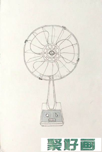 老式复古电风扇水彩画图片 老式电风扇手绘教程图片 老式电风扇怎么画画法_www.youyix.com