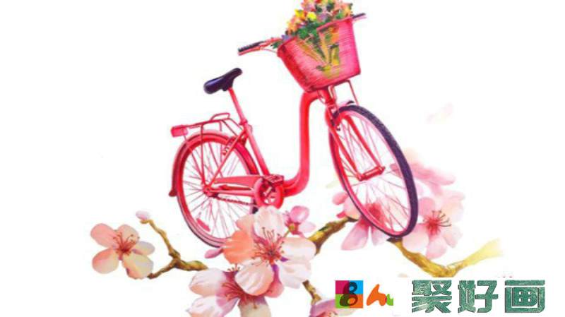 【视频】超美的花枝与自行车水彩画视频教程 唯美的自行车花卉水彩教程怎么画_www.youyix.com