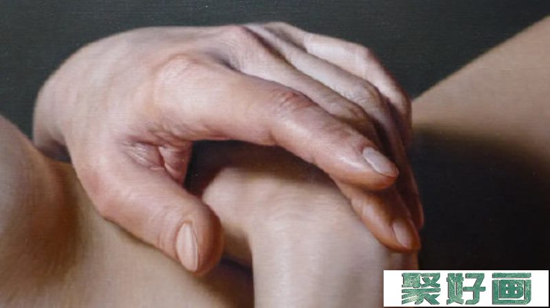 油画作品 美少女人体最优雅的部分 手指好美呀
