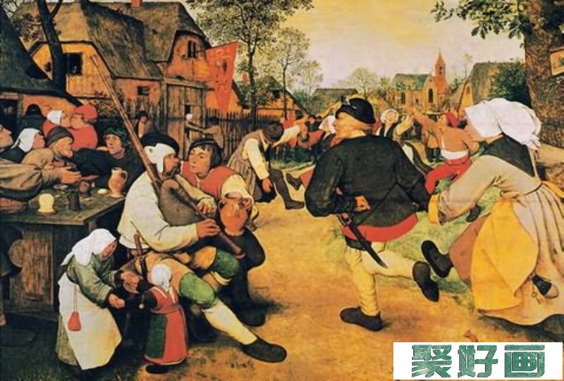 农民的舞蹈/尼德兰/<a href=../huajia/helan/bruegel/ target=_blank class=infotextkey>勃鲁盖尔</a>/板上<a href=../zhonglei/youhua/ target=_blank class=infotextkey>油画</a>/纵114×横164厘米/维也纳艺术史美术馆藏