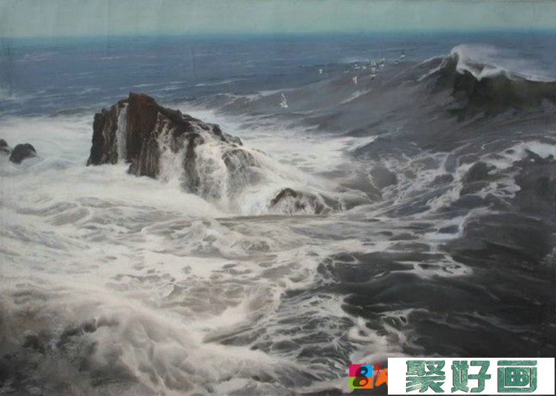 于普洁油画海景作品欣赏